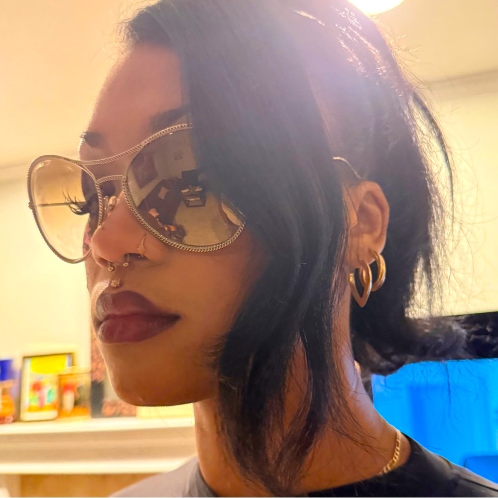 🔥🔥 RARE CHANEL VNTG CHAMPAGNE GOLD  METAL ROPE AVIATOR STYLE SUNGLASSES - Picture 16 of 16